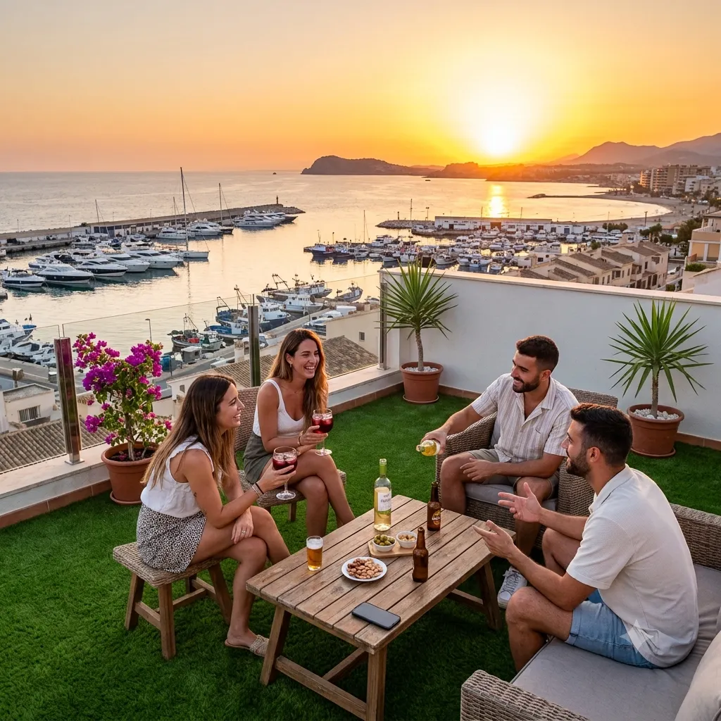 terraza en ático con césped artificial en zona puerto de El Campello